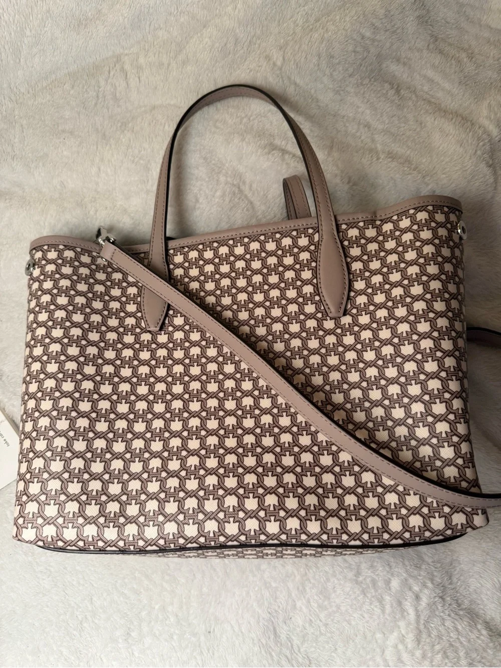 kate spade Blush Pink Patterned Satchel with Crossbody Strap
